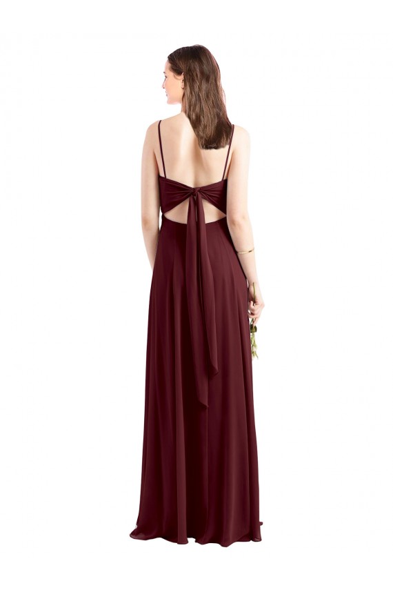 Sleeveless Burgundy Gold Spaghetti Straps Chiffon A-Line Bridesmaid Dress / Evening Dress Newcastle