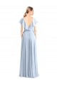 Flutter Sleeves Royal Blue V-Neck V-Back Soft Chiffon A-Line Bridesmaid Dress Newcastle
