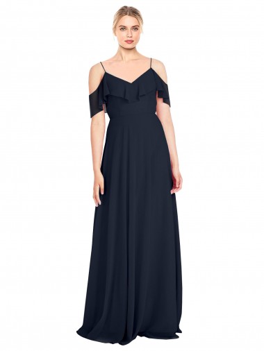 Sleeveless Off the Shoulder V-Back Lxue Chiffon A-Line Bridesmaid Dress Newcastle