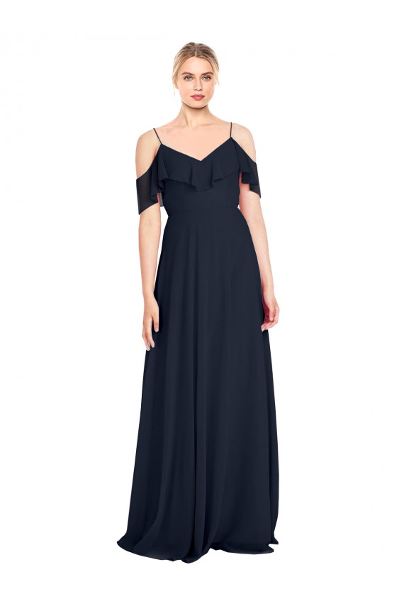 Sleeveless Off the Shoulder V-Back Lxue Chiffon A-Line Bridesmaid Dress Newcastle