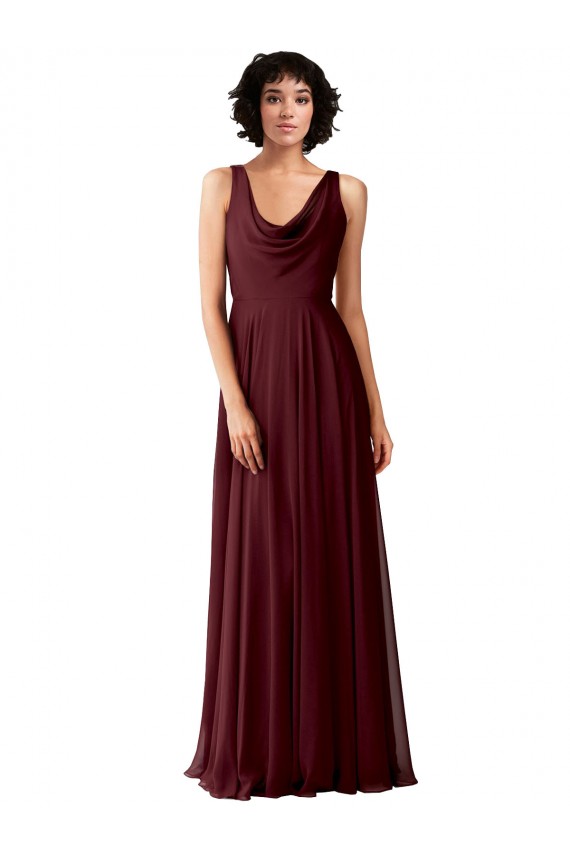 Sleeveless Cowl Neck V-Back Soft Chiffon A-Line Bridesmaid Dress Newcastle