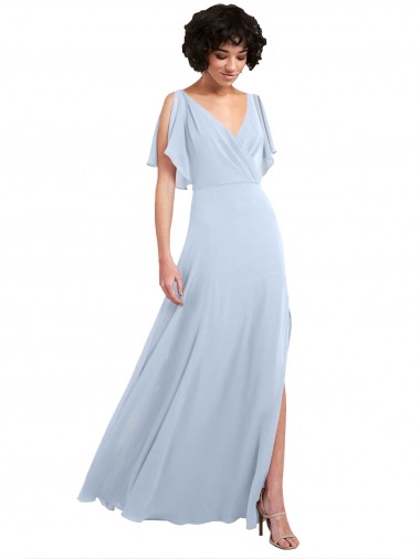 Split Sleeves V-Neck V-Back Soft Chiffon A-Line Bridesmaid Dresses Newcastle