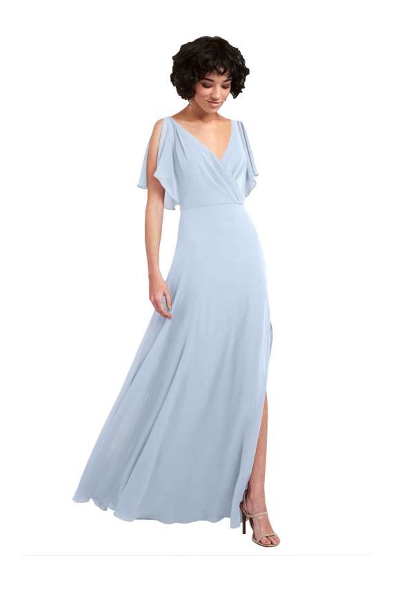 Split Sleeves V-Neck V-Back Soft Chiffon A-Line Bridesmaid Dresses Newcastle