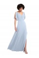 Split Sleeves V-Neck V-Back Soft Chiffon A-Line Bridesmaid Dresses Newcastle