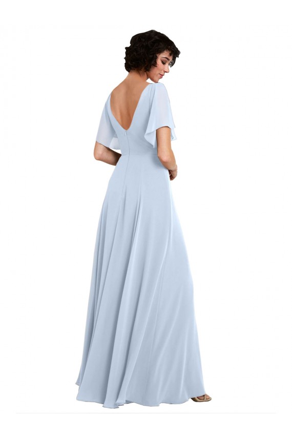 Split Sleeves V-Neck V-Back Soft Chiffon A-Line Bridesmaid Dresses Newcastle