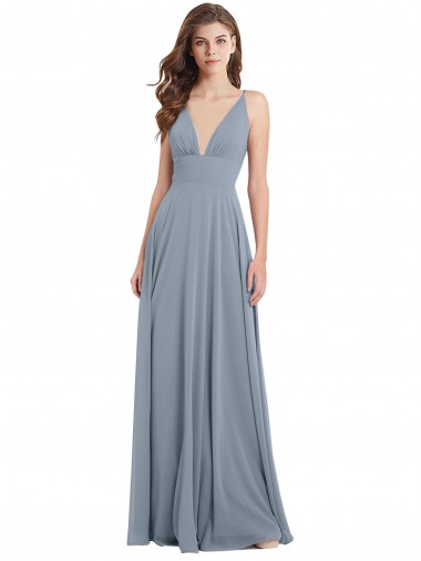 Sleeveless V-Neck V-Back Chiffon A-Line Bridesmaid Dress / Evening Gowns Newcastle