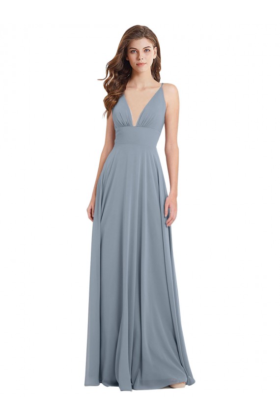 Sleeveless V-Neck V-Back Chiffon A-Line Bridesmaid Dress / Evening Gowns Newcastle