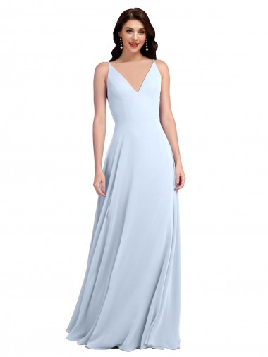 Sleeveless V-Neck Keyhole Back Soft Chiffon A-Line Evening Dress / Bridesmaid Dress Newcastle