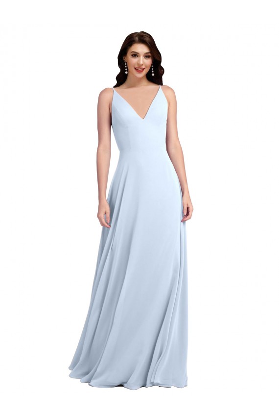 Sleeveless V-Neck Keyhole Back Soft Chiffon A-Line Evening Dress / Bridesmaid Dress Newcastle