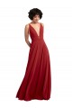 Sleeveless Red V-Neck V-Back Lxue Chiffon A-Line Bridesmaid Dress Newcastle