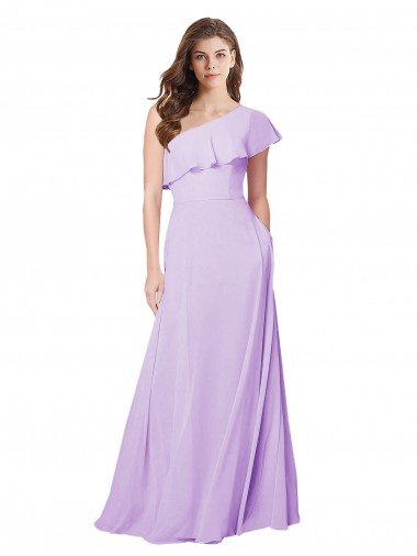 Sleeveless Lilac One Shoulder Soft Chiffon A-Line Bridesmaid Dress Newcastle