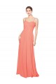 Sleeveless Coral Spaghetti Straps Open Back Soft Chiffon A-Line Bridesmaid Dress Newcastle