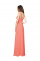 Sleeveless Coral Spaghetti Straps Open Back Soft Chiffon A-Line Bridesmaid Dress Newcastle