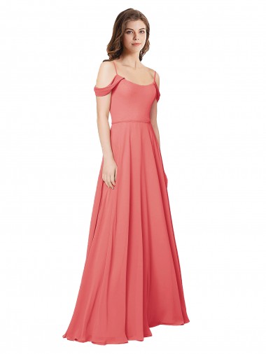 Sleeveless Desert Rose Off the Shoulder Low Back Soft Chiffon A-Line Bridesmaid Dress Newcastle