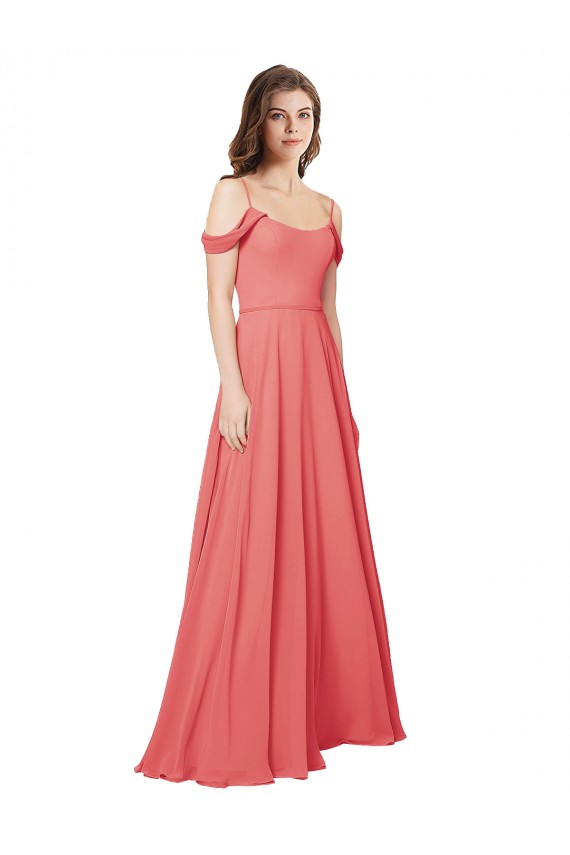 Sleeveless Desert Rose Off the Shoulder Low Back Soft Chiffon A-Line Bridesmaid Dress Newcastle