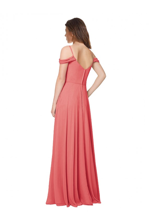 Sleeveless Desert Rose Off the Shoulder Low Back Soft Chiffon A-Line Bridesmaid Dress Newcastle