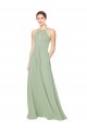 Sleeveless Smoke Green Halter Neck Keyhole Back Soft Chiffon A-Line Bridesmaid Dress Newcastle