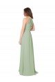 Sleeveless Smoke Green Halter Neck Keyhole Back Soft Chiffon A-Line Bridesmaid Dress Newcastle