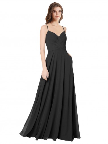 Sleeveless Black Sweetheart Open Back Chiffon A-Line Formal Dress / Bridesmaid Dress Newcastle