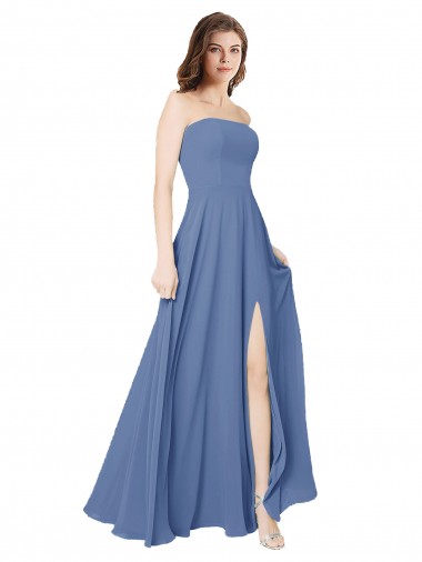Sleeveless Strapless Open Back Soft Chiffon A-Line Formal Dress / Bridesmaid Dress Newcastle