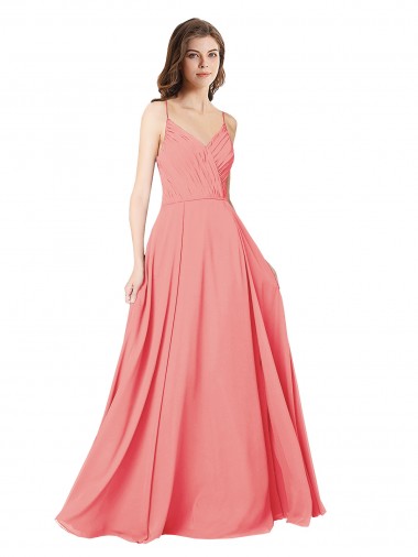 Sleeveless V-Neck Criss Cross Open Back Soft Chiffon A-Line Bridesmaid Dress Newcastle