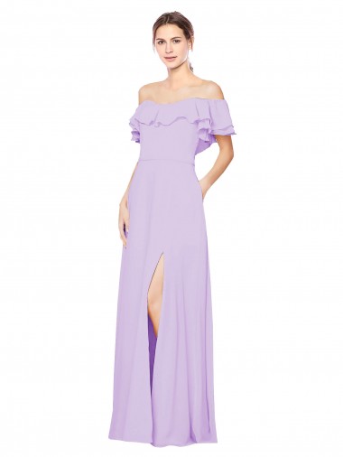 Sleeveless Lilac Off the Shoulder Low Back Soft Chiffon A-Line Bridesmaid Dress Newcastle