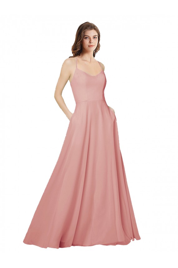 Sleeveless Strapless Criss Cross Open Back Soft Chiffon A-Line Bridesmaid Dress Newcastle