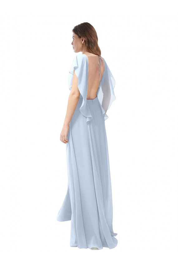 Flutter Sleeves V-Neck Open Back Soft Chiffon A-Line Bridesmaid Dress / Formal Dress Newcastle