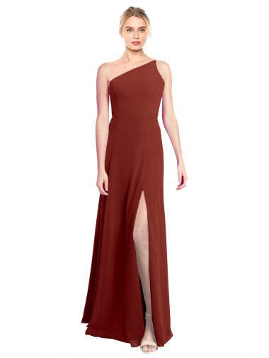 Sleeveless Burgundy One Shoulder Soft Chiffon A-Line Formal Dress / Bridesmaid Dress Newcastle