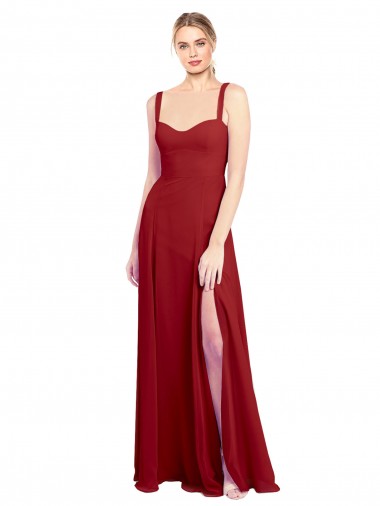 Sleeveless Red Sweetheart Soft Chiffon A-Line Bridesmaid Dress Newcastle