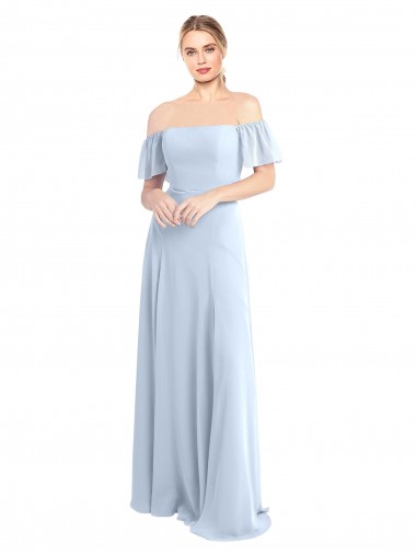 Flutter Sleeves Off the Shoulder V-Back Soft Chiffon A-Line Formal Dress / Bridesmaid Dress Newcastle