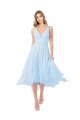 Sleeveless Light Sky Blue V-Neck Keyhole Back Soft Chiffon A-Line Bridesmaid Dress Newcastle
