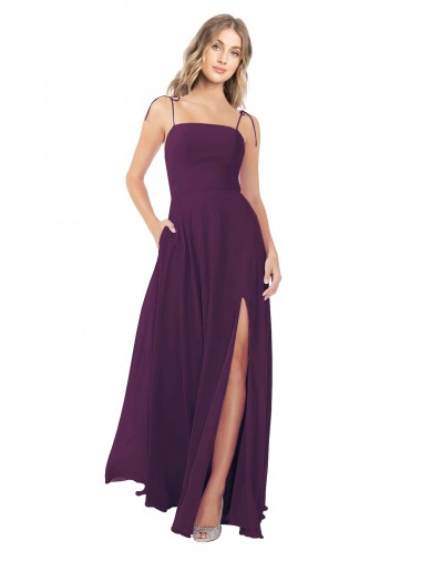 Sleeveless Spaghetti Straps Keyhole Back Soft Chiffon A-Line Bridesmaid Dress Newcastle