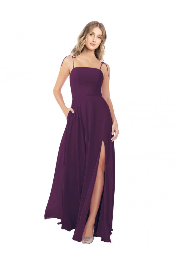 Sleeveless Spaghetti Straps Keyhole Back Soft Chiffon A-Line Bridesmaid Dress Newcastle