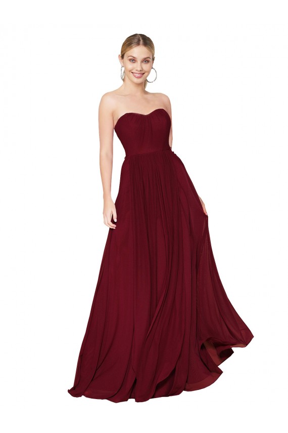 Sleeveless Burgundy Sweetheart Soft Chiffon A-Line Formal Evening Gown / Prom Dress / Bridesmaid Dress Newcastle