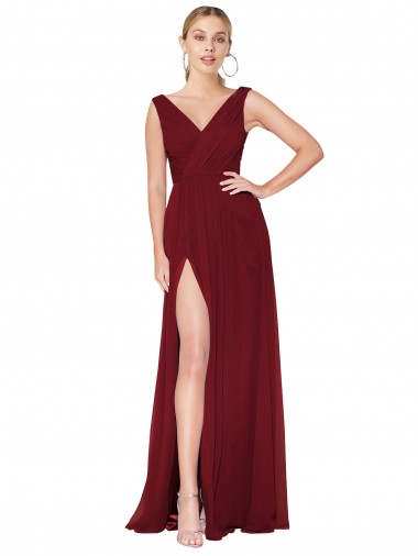 Sleeveless V-Neck V-Back Soft Chiffon A-Line Black Tie Evening Gown / Prom Dress / Bridesmaid Dress Newcastle