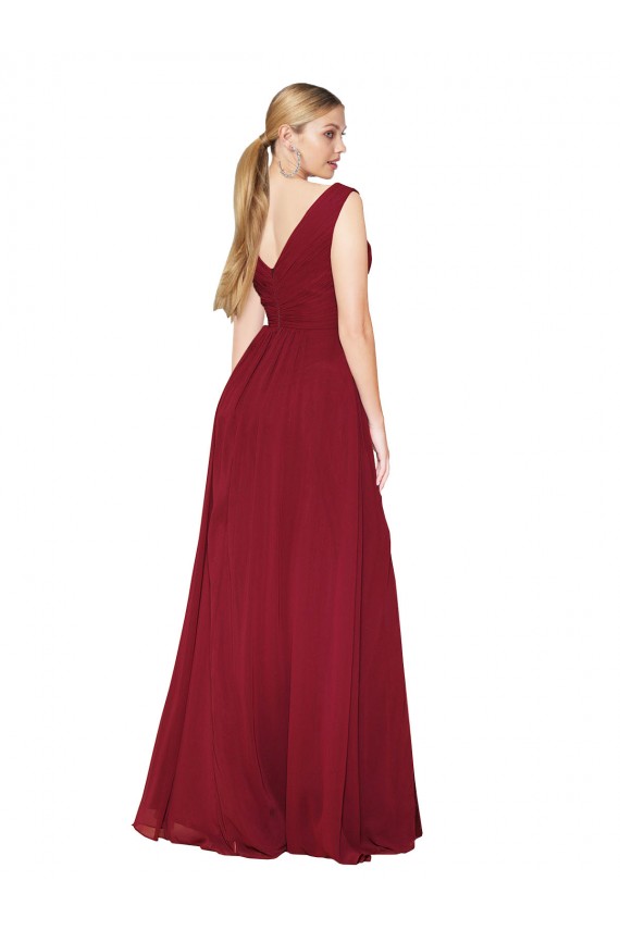 Sleeveless V-Neck V-Back Soft Chiffon A-Line Black Tie Evening Gown / Prom Dress / Bridesmaid Dress Newcastle
