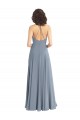 Sleeveless Dusty Blue Halter Neck V-Back Soft Chiffon A-Line Bridesmaid Dress Newcastle