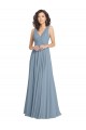 Sleeveless Dusty Blue V-Neck V-Back Soft Chiffon A-Line Bridesmaid Dress Newcastle