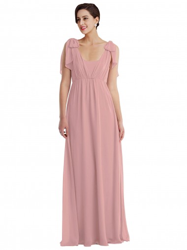Sleeveless Dusty Pink Halter Neck Soft Chiffon A-Line Semi Formal Evening Dress / Bridesmaid Dress Newcastle