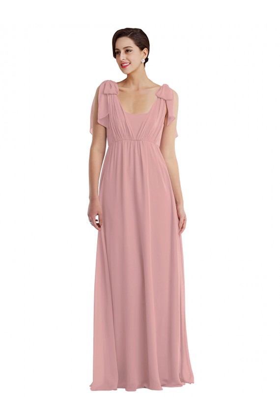 Sleeveless Dusty Pink Halter Neck Soft Chiffon A-Line Semi Formal Evening Dress / Bridesmaid Dress Newcastle