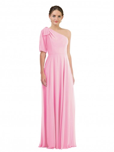 Sleeveless Barely Pink One Shoulder Soft Chiffon Trumpet Semi Formal Evening Dress / Bridesmaid Dress Newcastle