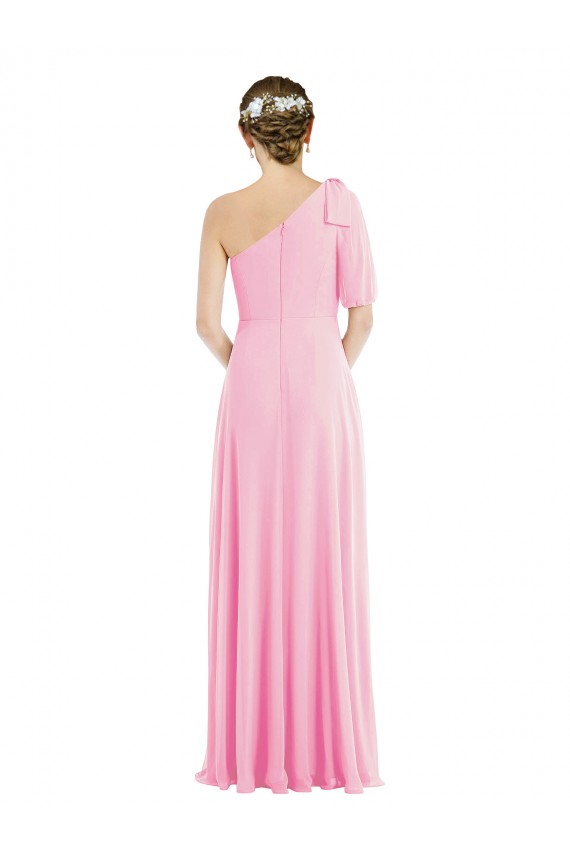 Sleeveless Barely Pink One Shoulder Soft Chiffon Trumpet Semi Formal Evening Dress / Bridesmaid Dress Newcastle