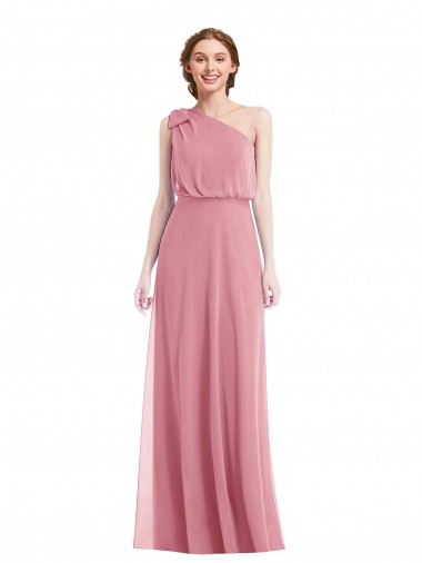 Sleeveless Skin Pink One Shoulder Soft Chiffon A-Line Semi Formal Evening Dress / Bridesmaid Dress Newcastle