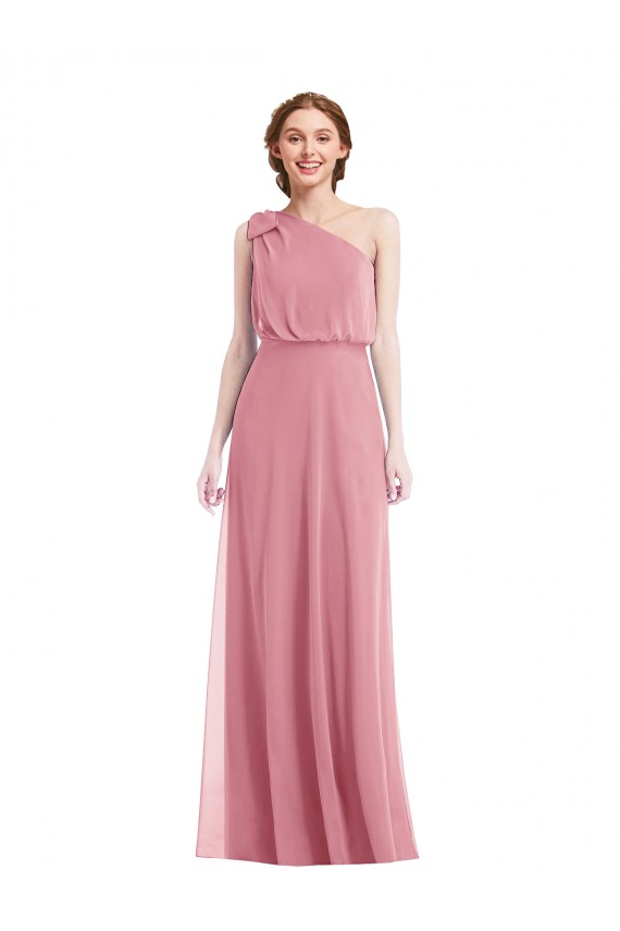 Sleeveless Skin Pink One Shoulder Soft Chiffon A-Line Semi Formal Evening Dress / Bridesmaid Dress Newcastle