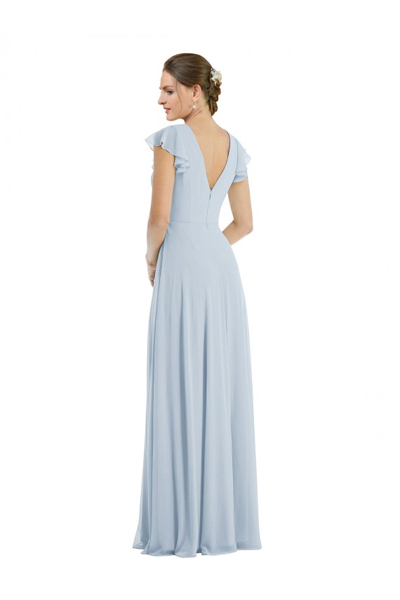 Flutter Sleeves Bateau Neck V-Back Soft Chiffon A-Line Formal Evening Gown / Bridesmaid Dress Newcastle