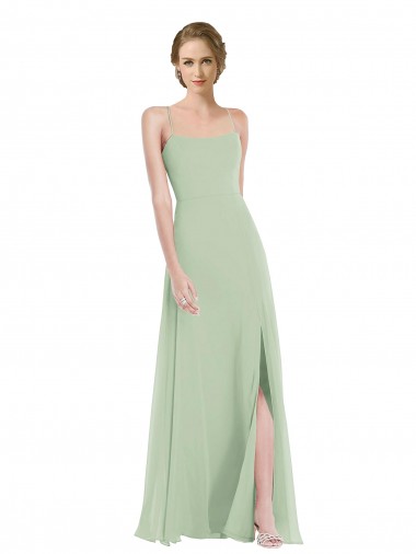 Sleeveless Scoop Neck Criss Cross Back Soft Chiffon A-Line Semi Formal Evening Dress / Bridesmaid Dress Newcastle