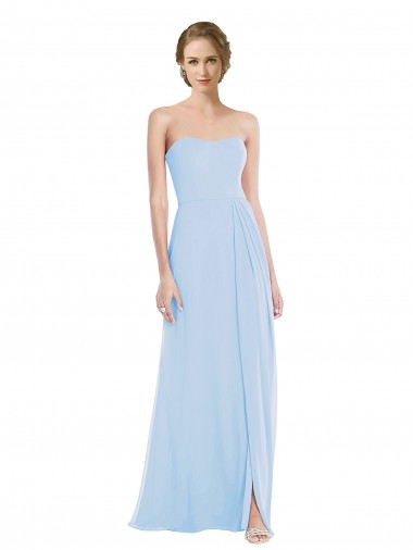 Sleeveless Light Sky Blue Sweetheart Soft Chiffon A-Line Evening Dresses Newcastle