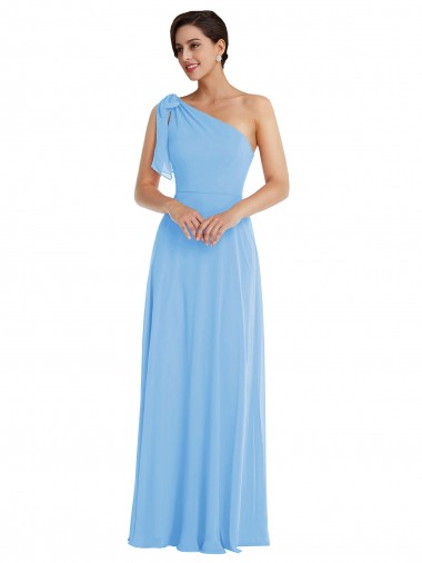 Sleeveless Periwinkle One Shoulder Soft Chiffon Trumpet Semi Formal Evening Dress / Bridesmaid Dress Newcastle