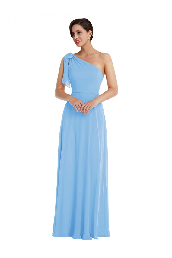Sleeveless Periwinkle One Shoulder Soft Chiffon Trumpet Semi Formal Evening Dress / Bridesmaid Dress Newcastle